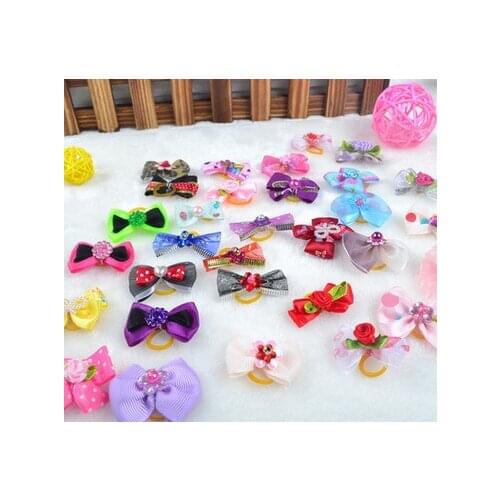 500pcs/lot pet dog hair bows rubber bands pet dog grooming bows pink rose red for girls dog hair accessories grooming product