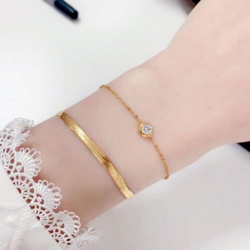 YUN RUO 2019 Simple Rose Gold Color Snake Chain Bracelet Fashion Woman Gift 316L Titanium Steel Jewelry Never Fade Drop Shipping