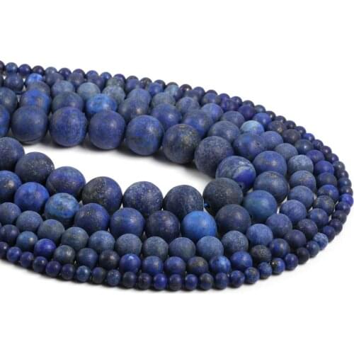 Natural Semi Precious Stone Beads Frosting Lapis Lazuli Making Bracelet Necklace And Earrings For DIY 4/6/8/10/12mm 38cm