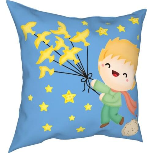 Little Prince Birds Pillowcase Soft Fabric Cushion Cover Decorations Le Petit Prince Pillow Case Cover Chair Square 45X45cm