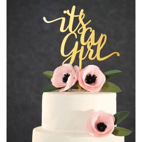 Its a Girl Happy Birthday Cake Topper,A Girl Baby Shower Birthday Festival Party Baking Cake Topper Decor Supplies,Unique Topper