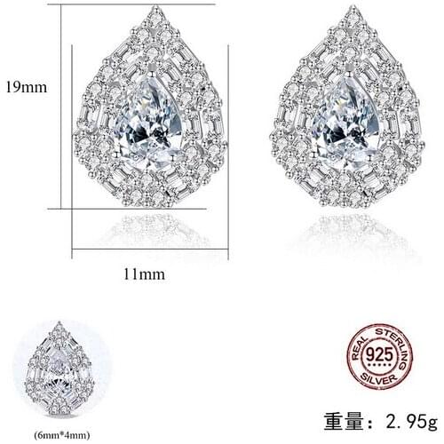 HOT Sell Popular S925 Silver Crystal Fashionable water drop design with 3A zircon ruby sapphire Earrings