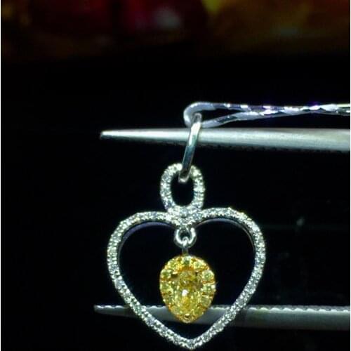 Fine Jewelry Pure 18 K Gold Jewelry AU750 G18K Natural 100% nature Yellow Diamonds 0.15ct Pendant Gemstone Necklaces for Women