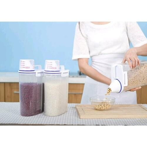 2L Plastic Cereal Dispenser Storage Box Kitchen Food Grain Rice Container PP Multifunctional RE