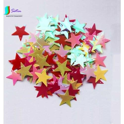 Colorful Five-pointed Star Shape Edge Hole Sequin For Dance Performance Clothes DIY Decoration Accessory S0461H 20mm/2cm
