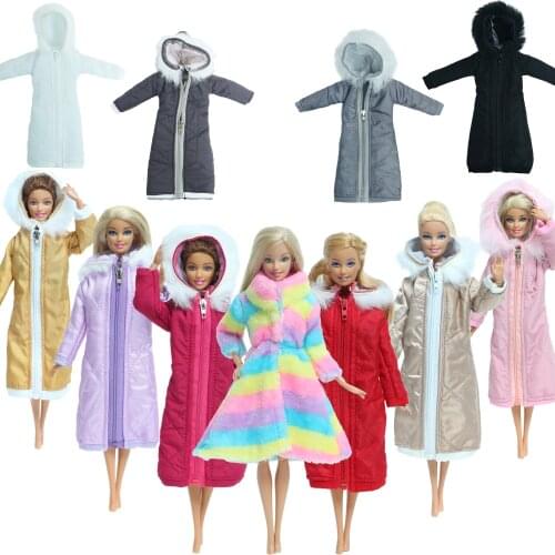 Handmade Doll Dress Long Coat Cotton Dress Skirt Winter Wear Jacket Warm Clothes for Barbie Doll 1/6 Accessories Baby Kids Toy