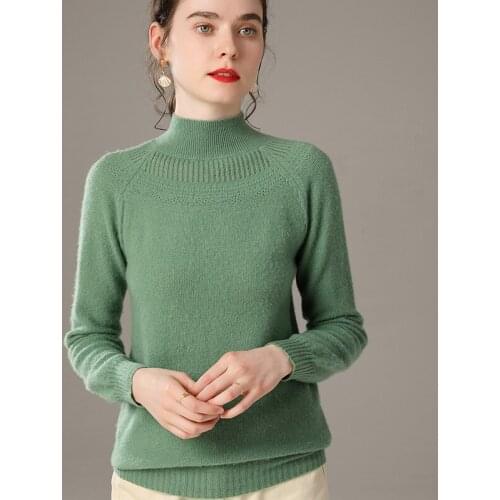 LHZSYY Cashmere Sweater Womens Half High Neck Short 2020 New Autumn Winter High-End Loose Pure Wool Knitted Base Shirt Pullover
