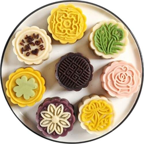 M17D 8pcs Hand Press Cookie Stamp Moon Cake Decor Mould Barrel Mooncake Mold 25g Pastry DIY Tool