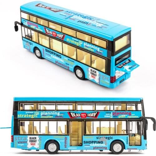 1/50 Diecast Bus Pull back Car Model with Music Light Kids Educational Toy Mobile Vehicle Model Kid Mini Cars Toys Children Gift