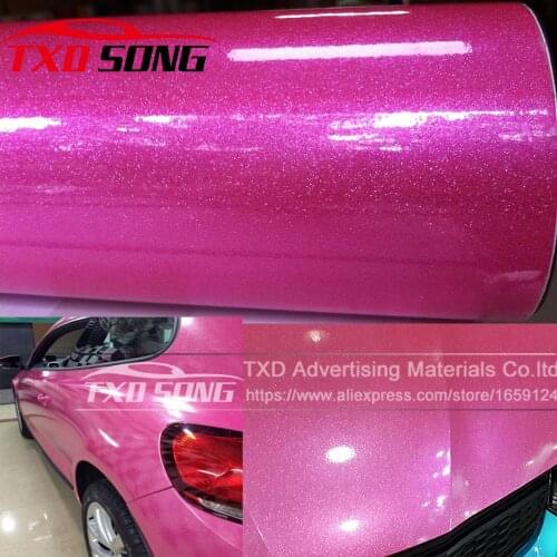 Fashion Car Styling High Glossy Diamond Pearl Glitter Pink Glossy glitter pearl car vinyl sticker with size: 12/30/50/60x100CM