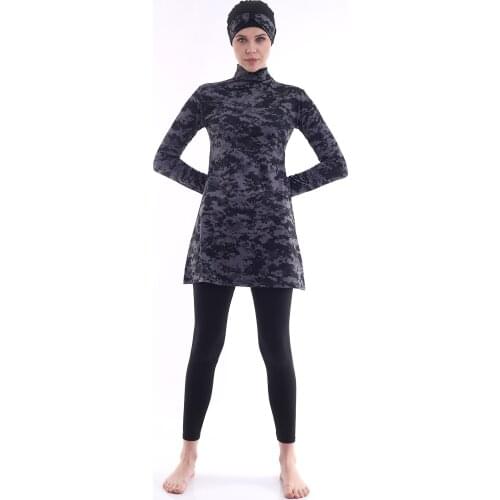 Muslim Swimwear Women Modest Hijab Long Sleeves Sport Swimsuit 3pcs Islamic Burkinis Wear Bathing Suit купальники женские 2021