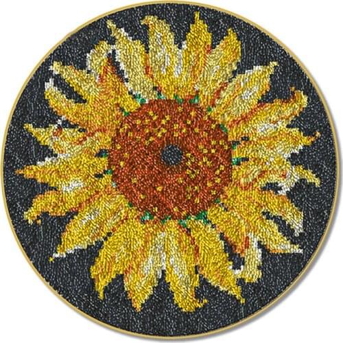 Carpet embroidery Hook Rug Kit DIY Needlework Sets Unfinished Crocheting Yarn Latch Hook Rug Kit Picture Carpet Set Sunflower