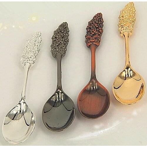 Delicate millet caviar shape coffee retro alloy caviar mulberry spoons honey antique Melon Saucier Spoons