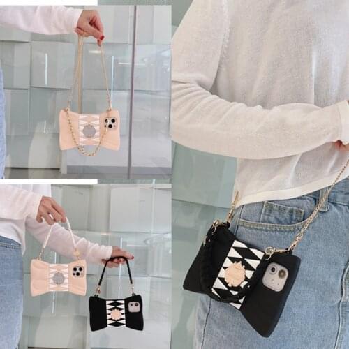 2021 New Cute Bow Candy Silicone bracelet Girl Crossbody Chain phone bag case for iphone 12 pro max case 11 Pro max back cover