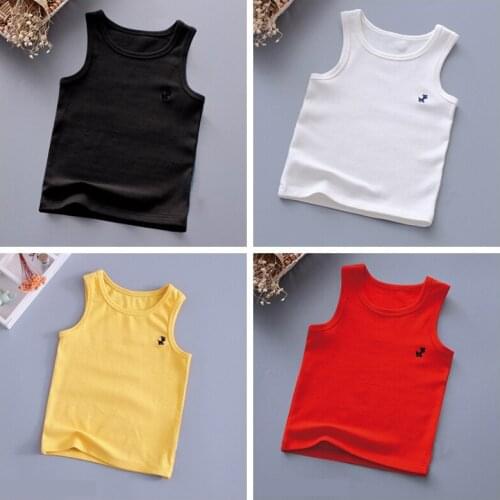 New arrival Cotton T-shirt For Girls Summer Girls Clothes T-shirt Sleeveless Solid Color girls Tops kids vest baby t shirt 2T-8T