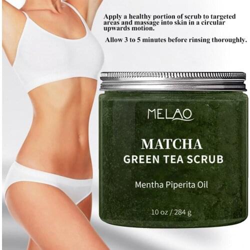 New Matcha Green Tea Body Scrub Exfoliating Deep Cleansing Brightening Moisturizing Rejuvenation Reduce Cellulite Skin Care 284g