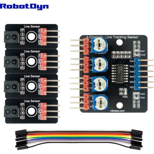 Line tracking Sensor, 4-channel competable with Arduino IDE for DIY Electronics