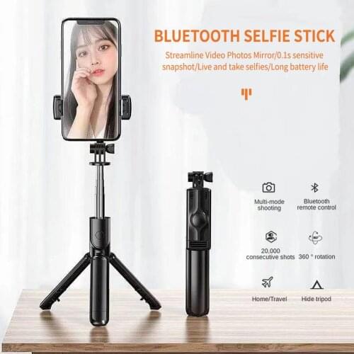 Portable Bluetooth-compatible Selfie Stick Horizontal Vertical Tripod Selfie Stick Detachable Clip Mobile Phone Photo Bracket