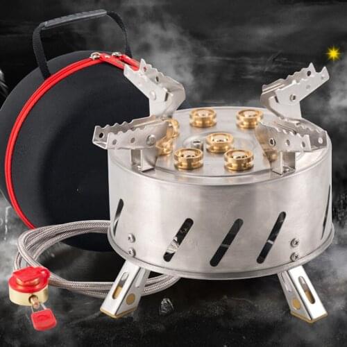Portable Camp Stove Backpacking 9-Head Burner Propane Gas Outdoor Cooker