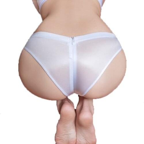 See Through Temptation Cute Tight Package Hip Sexy Funny Briefs Women High Elasticity Sexy Zipper Open Crotch Smooth Panties New
