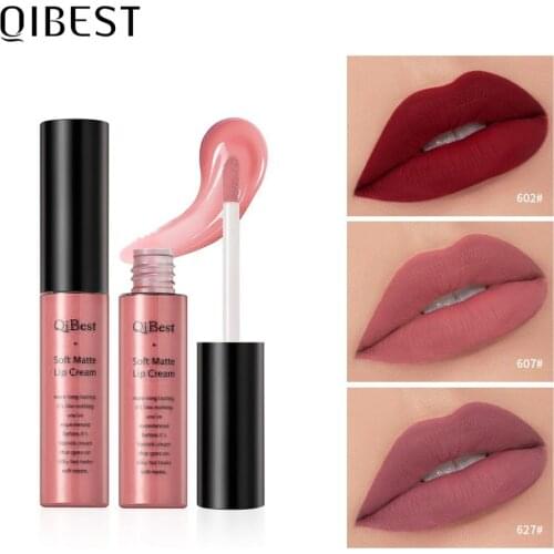 QIBEST Matte Lip Gloss Lip Makeup 34 Colors Velet Nude Waterproof Lipgloss Matte Lipstick Liquid Lipstick Long lasting Lip Tint