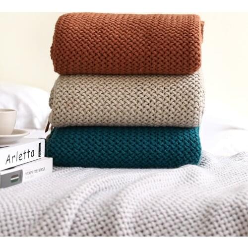 Northern Europe Sofa Wool Nordic Knitted Blanket Office Nap Air-conditioning Blanket With Towel Woolen Comfortable Blankets