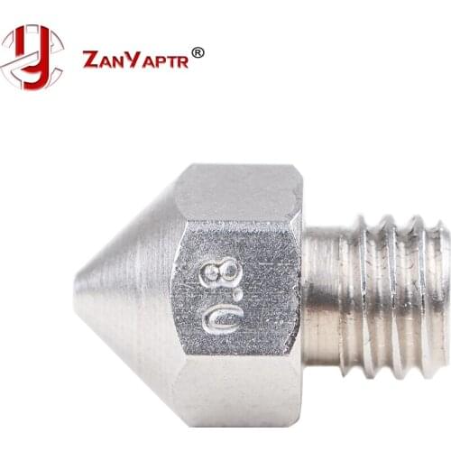 MK8 stainless steel M6 nozzle 0.25mm/0.3mm/0.4mm/0.5mm/0.6mm/0.8mm For 1.75mm 3D printer