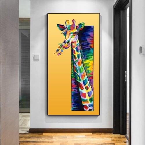 Modern Colorful Giraffe Art Posters and Prints Abstract Graffiti Animal Canvas Paintings Wall Art Pictures for Living Room Decor