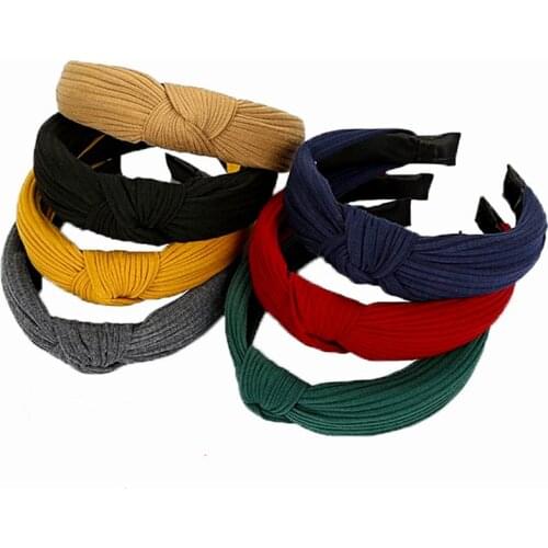 Knitted Hair Band Womens Middle Knotted Wide Side Headband Fashion Wild Headband Wash Sports Hair Band Headwear