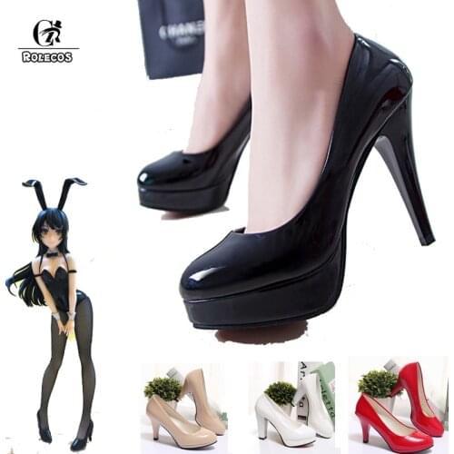 ROLECOS Anime Seishun Buta Yarou wa Bunny Girl Cosplay Shoes Senpai no Yume wo Minai Cosplay High Heel Shoes 4 Colors PU Shoes