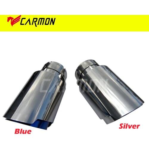 Car Universal Stainless Steel Exhaust Tip with Silver or Burnt Blue Color End Pipe for BMW BENZ Audi VW Golf Parts AK Logo