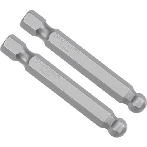 Uxcell 2 Pcs H6 (6mm) Ball End Screwdriver Bits S2 Steel Magnetic 2 Inch Long Drill Bit with 1/4 Inch Hex Shank for Drill
