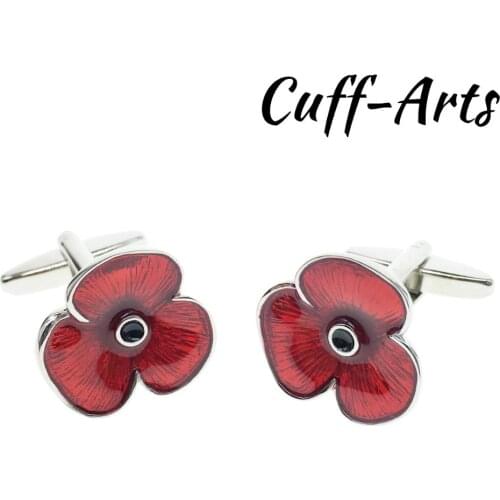 High Quality Creative Novelty Vintage Red Flower Cufflinks Business Gifts Exquisite Cuff Button Jewelry Gift For Men C10122