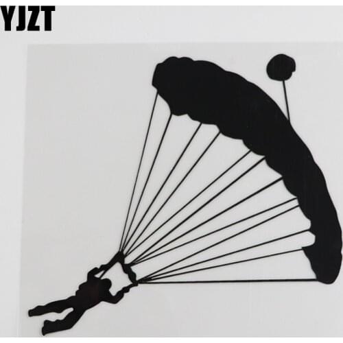 YJZT 15.2CMX13.8CM Skydiver Parachute Extreme Sport Decal Vinyl Car Sticker Black/Silver 8A-0398