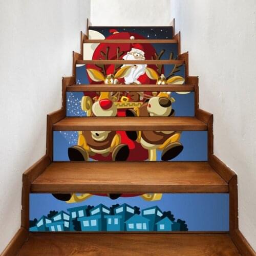Yooap New 6pcs Christmas Stair Sticker 3D Decorative Step Sticker Floor Sticker Self-adhesive Wall Sticker