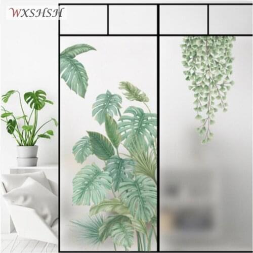 Custom Size Static Cling Window Film Fresh Plants Vinyl Privacy Protection Water-Proof Decorative Stained Frosted Glass Covering