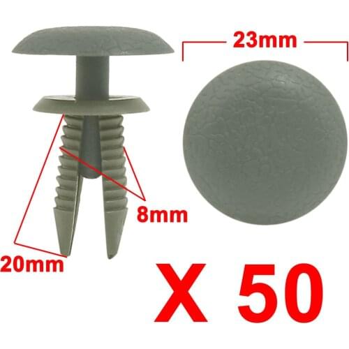 Uxcell 50pcs Gray Car Bumper Door Trim Fender 8mm Hole Plastic Push in Rivet Fastener