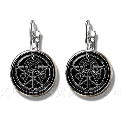 Satanic Pentagram Star Symbols Statement Silver Plated Earrings Handmade Jewelry For Women Girls Classic Jewelry Pagan Gift
