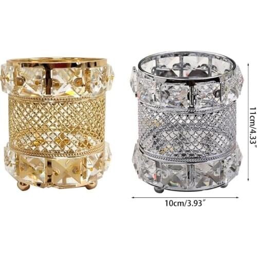 Gold/ Silver Cosmetic Brush Holder, Crystal Vanity Tool Display Organizer Container, Pencil and Make Up Storage Cup, Lux