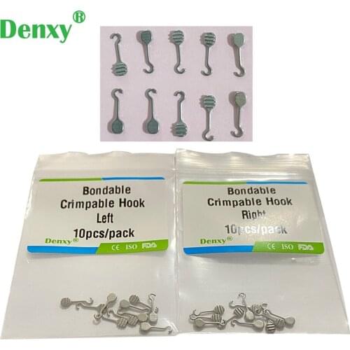 Denxy 20pcs Dental Orthodontic Bondable Crimpable Hook Sliding hook archwire Bracket Brace orthodontic wires ortho attachments