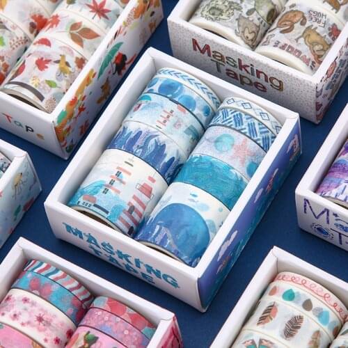 10pcs Animal World Theme Tape Masking Washi Tape Suit DIY Scrapbooking Label Journal Decoration School Stationary Supplies
