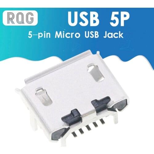 10PCS Micro USB 5P,5-pin Micro USB Jack,5Pins Micro USB Connector Tail Charging socket mini USB