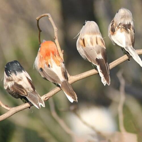 12 Pcs DIY Crafts Artificial Feather Sparrow Home Garden Birds Decor Wedding Ornament