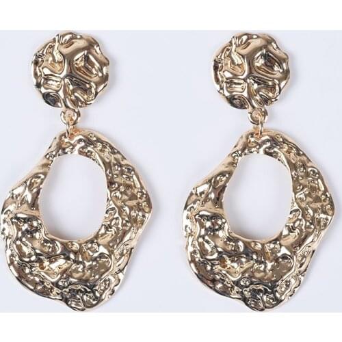 2020 Fashion Punk Metal Drop Earrings Women Double Irregular Round Earrings For Woman Accessories ZA Earring Jewelry Female