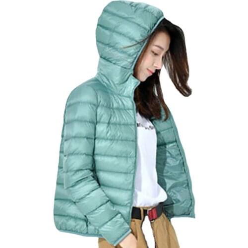 2021 Winter Jackets Women White Duck Down Jacket Female Padded Hooded Parkas Coat Ultra Light Portable Down Coats Casacos