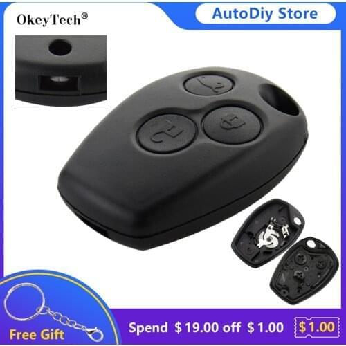 OkeyTech 3 Buttons Replacement Remote Key Shell Fob For Renault Megane Modus Espace Laguna Duster Logan DACIA Sandero No Blade