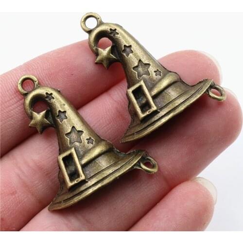 36x28mm 5pcs Antique Bronze Plated Magic Hat Handmade Charms Pendant:DIY for bracelet necklace-P6-40