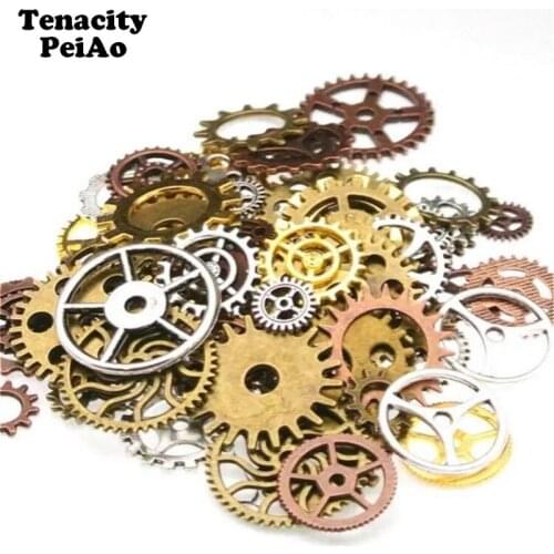 50g/lot Mixed Sizes Mechanical Gears Metal Jewelry Accessories Material DIY Epoxy Mold Making Retro Pendant for Jewelry Filling