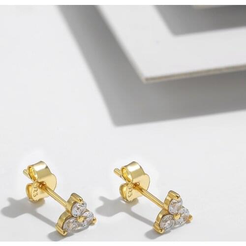 925 Sterling Silver Mini Stud Earrings for Women Girls Clear CZ Zircon Ear Piercing Studs Jewelry Brincos 2021
