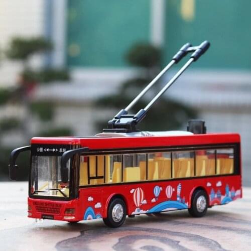 Bus Car Model Alloy Car Voice Station Opening With Sound And Light Boys Birthday New Year Christmas Gift Red